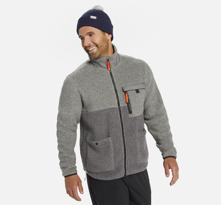 Hoka Australia One One Fleece Sky - Mens Jackets Grey - WKZMX-2075